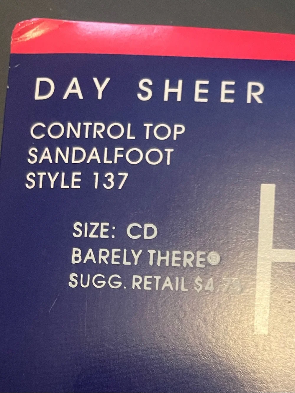 Hanes Too Day Sheer Control Top Sandalfoot Hosiery Nude size CD barely there